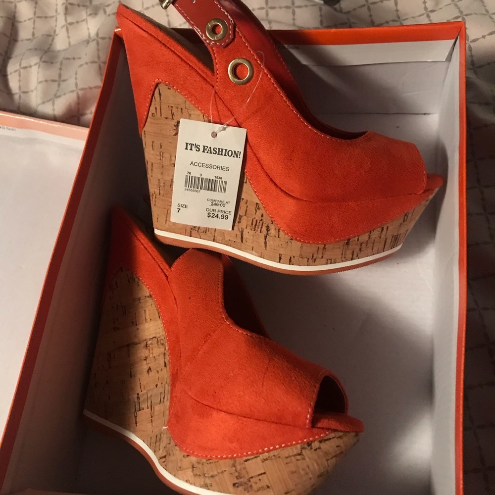 Orange Wedge Heels